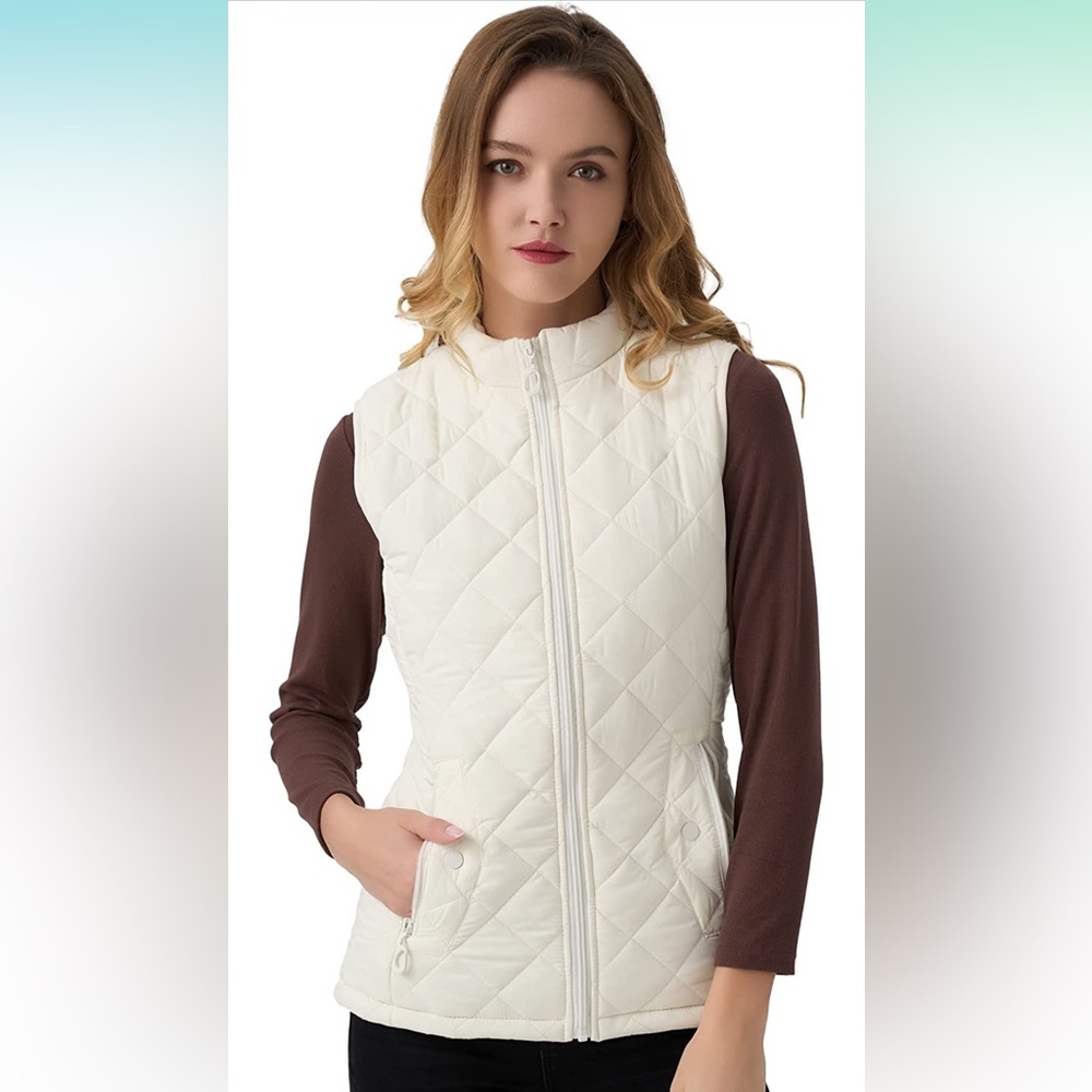 Cream Quilted Puffer Vest NWT